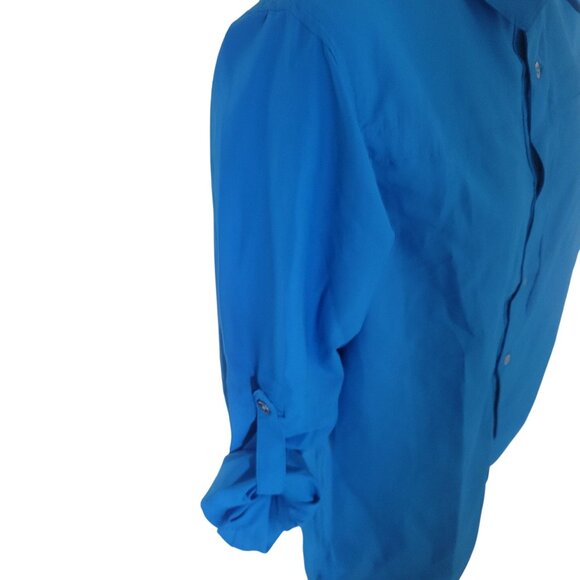 UV Skins SPF 50+ Sunwear Button-Up Shirt M Blue Lightweight & Roll-Up Sleeves - Picture 11 of 12